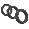 Hidden Desire Lot de 3 Cockrings Silicone Heavy C-Ring Noirs